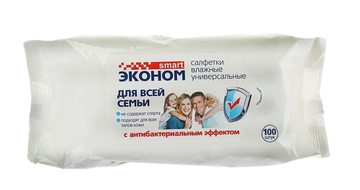 Салфетки влажные универсальные №100 для всей семьи антибакт.