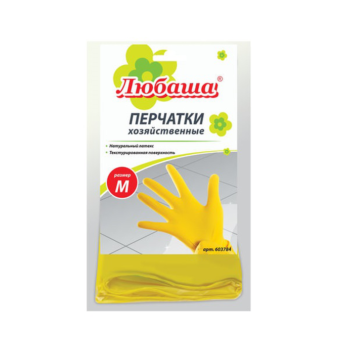 Перчатки хоз.латексные ЛЮБАША ЭКОНОМ. многоразовые х/б напыление размер М (средний) 603784