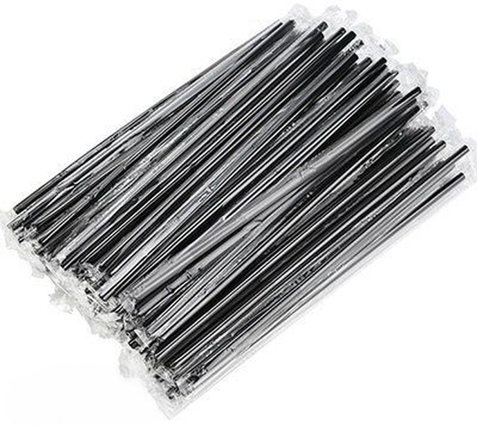 Трубочка б/изгиба Д10мм 24см черные в индивид упак 250 шт/уп