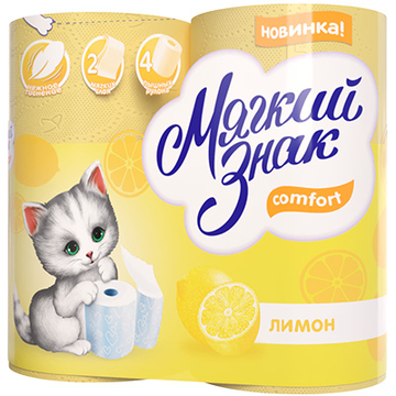 Туалетная бумага Мягкий знак Deluxe Лимон 2-сл. 4 рул./вл.24 С17