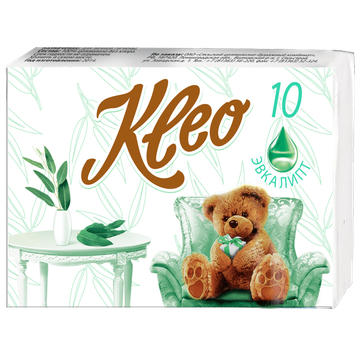 Платочки бум. Kleo Эвкалипт 3-сл. 10 листов С186 (36 спаек/уп) (10 шт в спайке) (ПРОДАВАТЬ СПАЙКАМИ)