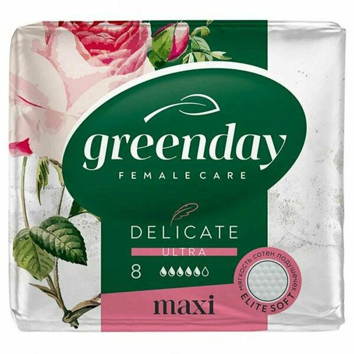Прокладки женские DELICATE GREEN DAY 8 шт Ultra MAXI Dry*20