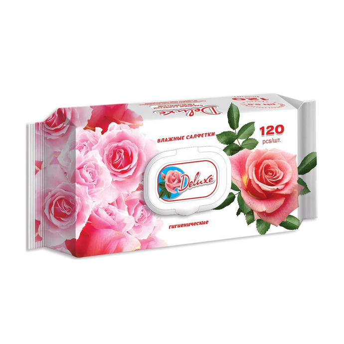 Влажные салфетки  Deluxe очищающие универсальные 120л./вл.16 с клапаном
