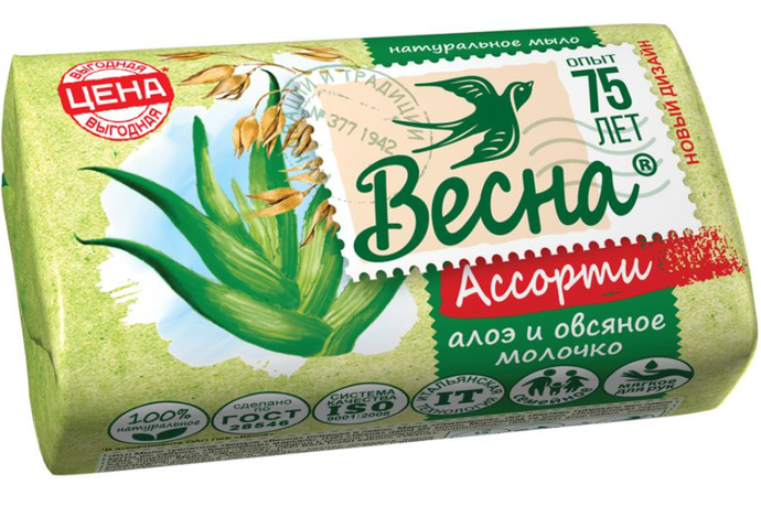 МТ ВЕСНА Ассорти Алоэ и овсяное молочко 90 г. арт. 6089