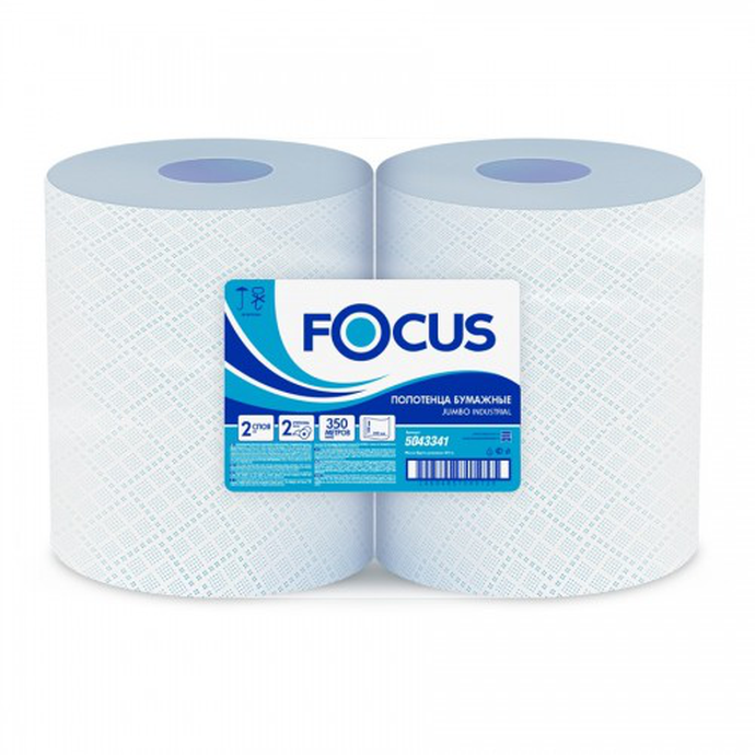 Протирочная бумага рулонная Focus Jumbo 5043341 2-слойная 2 рулона по 350 м