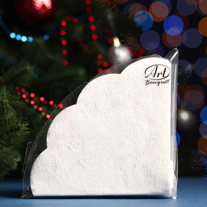 Салфетки бумажные декоративные Art Bouquet Rondo Ф32, 3хсл, 12шт. Барокко Белый/15