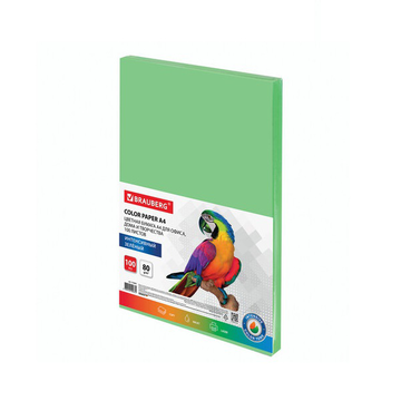 Бумага цветная А4, 80 г/м, 100л, интенсив, зеленая, для офисной техники