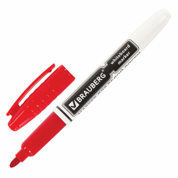 Маркер стираемый для белой доски Красный 4 мм, с клипом, эргоном.корпус