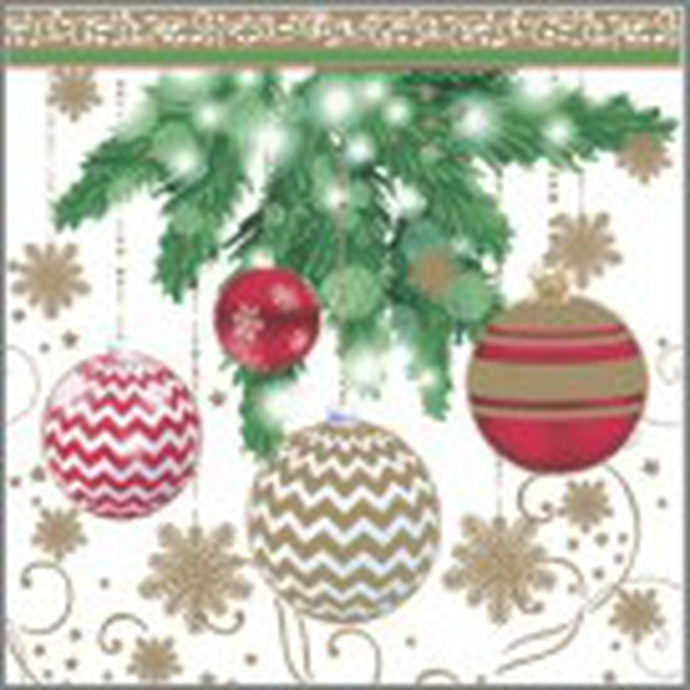 Салфетки бумажные декоративные 20л, Bouquet Home Collection Classic, 3хсл., "Елочные украшения-2"/1