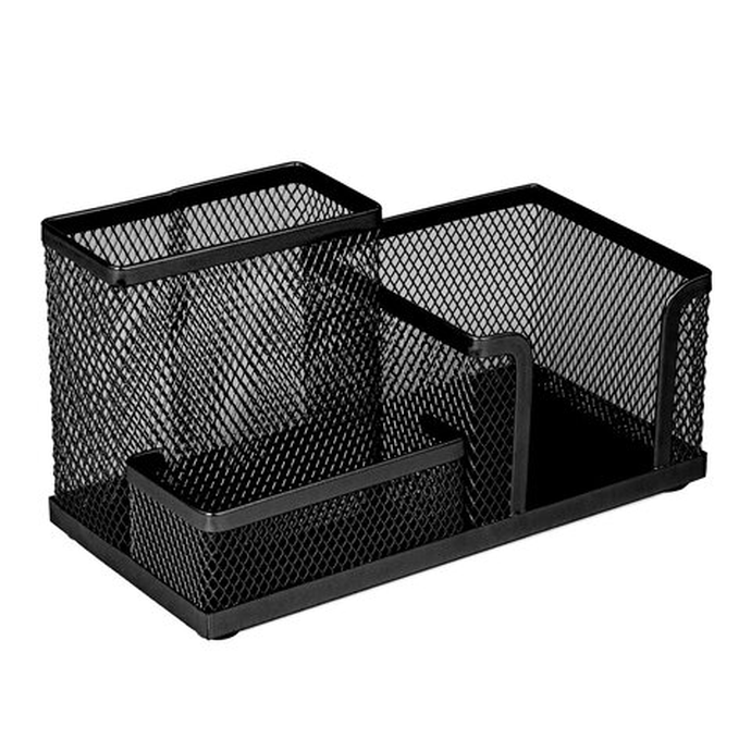 Подставка-органайзер BRAUBERG "Germanium", металлическая, 3 секции, черная