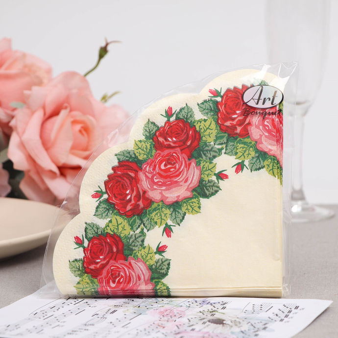 Салфетки Art Bouquet RONDO  "Венок из роз" 3 сл.12л/вл.15