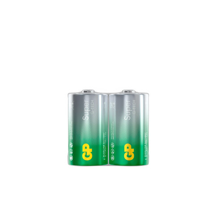 Батарейки КОМПЛЕКТ 2 шт., GP Super G-Tech, D (LR20, 13А), алкалиновые, в пленке
