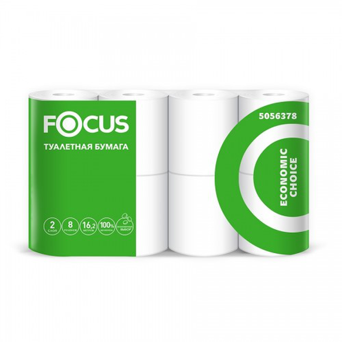 Туалетная бумага в рулонах Focus Economic Choice 5056378 8 рулонов по 16.2 м ВЛ.8
