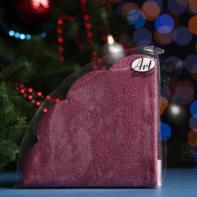 Салфетки Ф32см, 3 слоя, 12л Art Bouquet Rondo Барокко Бордовый /15