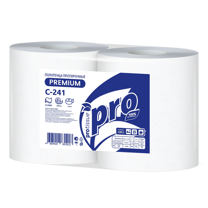 Бумага протирочная "Protissue" 2 слоя, белая /вл.2 С241