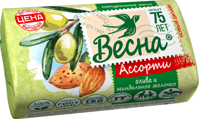 МТ ВЕСНА Ассорти Олива и миндальное молочко 90 г. арт. 6088