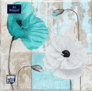 Салфетки бумажные декоративные Art Bouquet 33*33, 3хсл, 20л. "Декоративные маки" /12