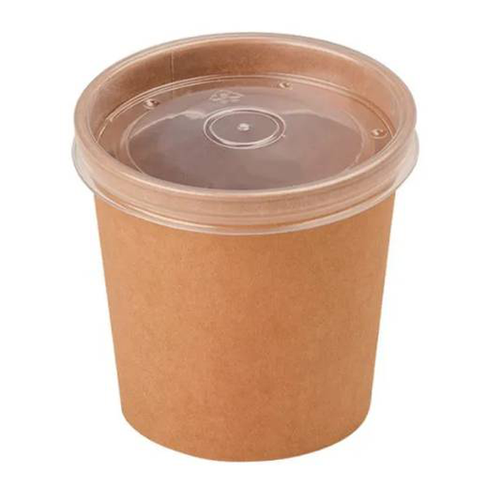 Контейнер бумажный 500 мл, для супа, Крафт d98 мм, с ПП крышкой