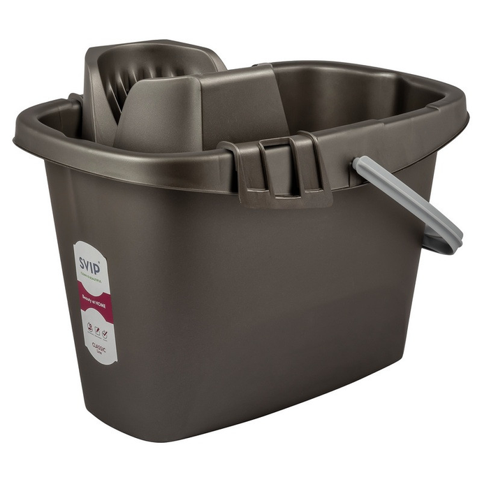 Ведро МОП Классика с отжимом прямоугольное, антрацит, 13л.