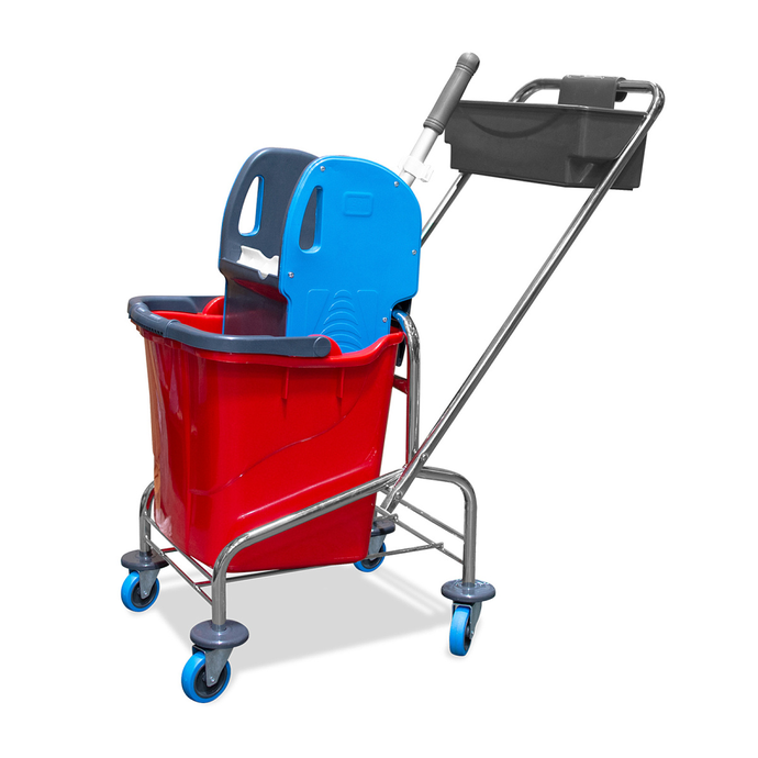 Уборочная тележка одноведерная GRASS, 1х25 л, каркас хром, отжим IT-0491 пластик, доп. контейнер