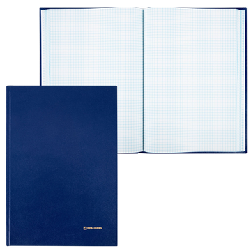 Книга учета 160л, клетка, твердая, бумвинил, блок офсет, А4 200х290мм, BRAUBERG, 130182