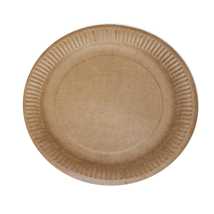 Тарелка картонная D-230мм круглая Крафт/100/700