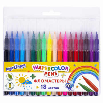 Фломастеры ЮНЛАНДИЯ 18 цветов "КЛАССНЫЕ!", вентилируемый колпачок, ПВХ