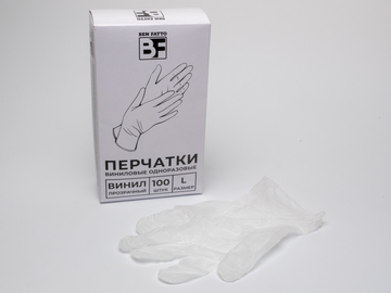 Перчатки одноразовые винил 100 шт/уп L Ben Fatto