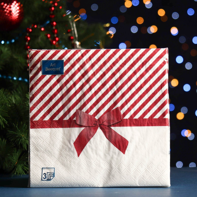 Салфетки Art Bouquet 33*33, 3хсл, 20л. "Подарок Бордовый", 3хсл./12