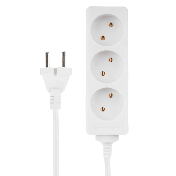 FORZA Удлинитель 3 гнезда, сеч. провода 1 кв.мм 3м, 10A, макс. мощность 2500Вт