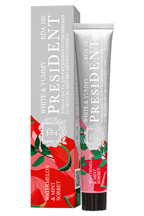 Зубная паста PRESIDENT® White & Yummy Арбузно-мятный сорбет 75г