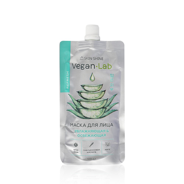Skin Shine VEGANLAB Маска д/лица АЛОЭ (Увлажняющяя и Освежающяя) 100мл  *10
