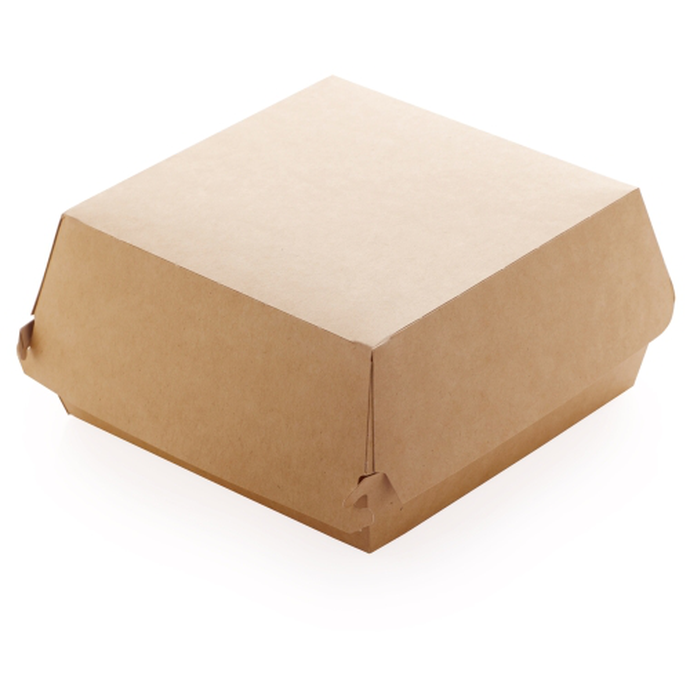 Упаковка для гамбургера 1400мл 140х140х70мм BURGER Размер L цвет Крафт/Белый OSQ (60/ вл240)