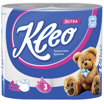 Т.бумага  "Kleo" Ultra 3-сл. 4 рул./вл.18 С86