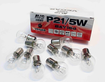 AVS Лампа 12V  Vegas P21W/5W (BAY15D) BOX 10 шт