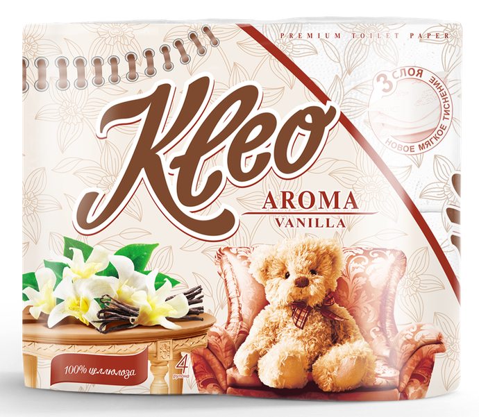 Т.бумага  "Kleo" ВАНИЛЬ  3-сл. 4 рул./вл.18 С87