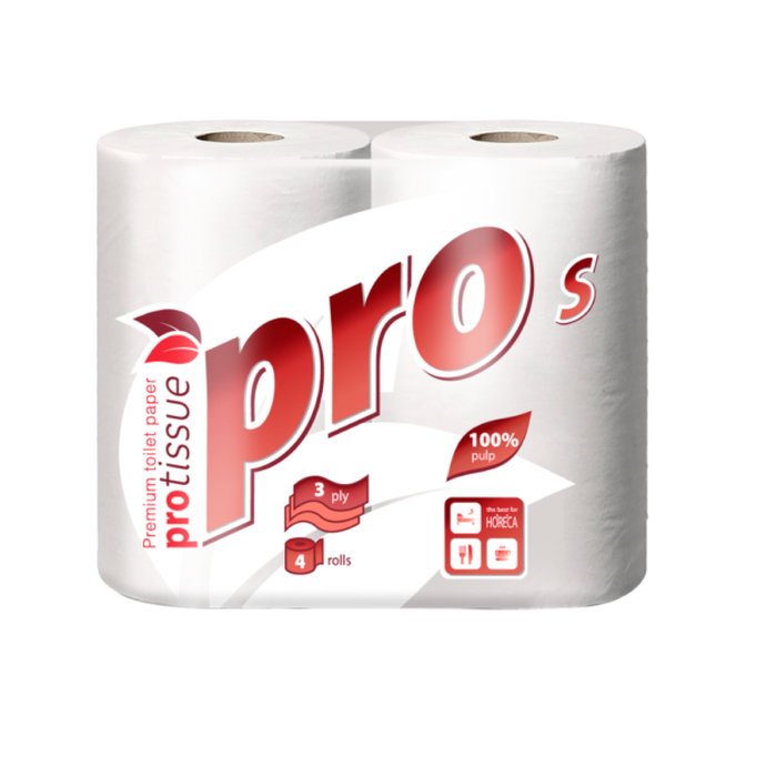 Бумага туалетная  PRO 3 слоя 4 рул, 18 м/24 вл С180