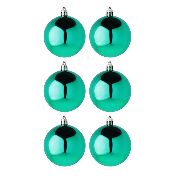СНОУ БУМ Набор шаров 6шт 6см пластик, бирюза