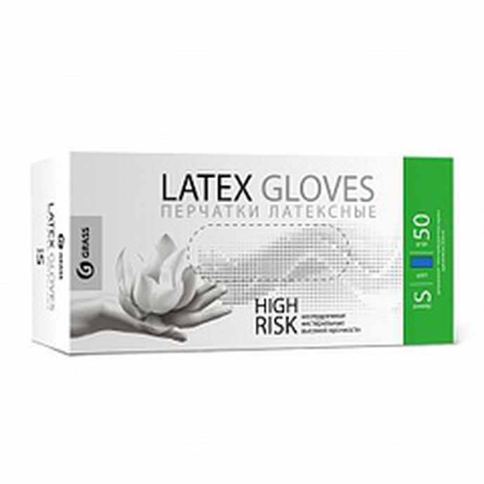 Перчатки латаксные GRASS High Risk синие  GRASS, 50шт  размер S, IT-0545