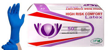 Перчатки HIGH RISK COMFORT (14,5 гр) латекс н/стер.неоп.текстур.хлор.двойн ОЧ.БОЛ.(XL, 9-9.5) синие