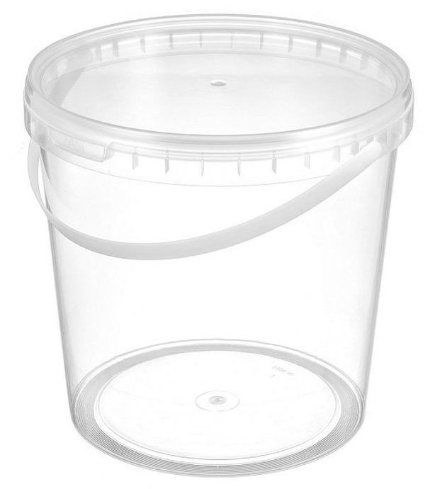 Ведро пищевое круглое с крышкой и к/з 3,3л. Д=180мм. Высота 177 мм прозр. БСВ х90