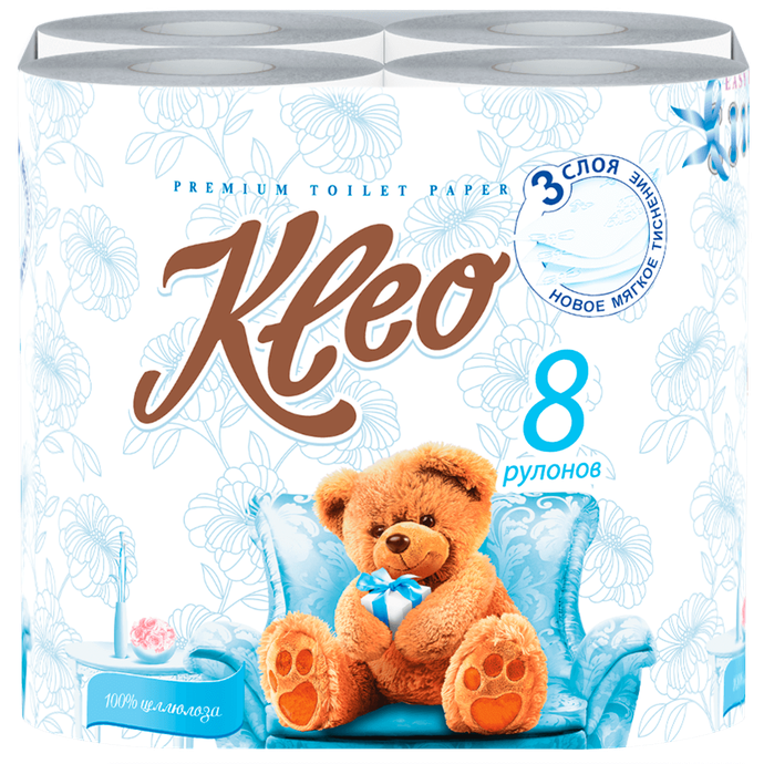 Т.бумага  "Kleo" Ultra 3-сл. 8 рул./вл.9 С130