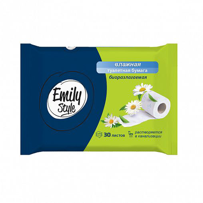 Emily Style Влажная РАСТВОРЯЮЩАЯСЯ туал. бумага 30шт  *15*35