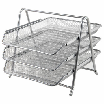 Лоток горизонт.металл. для бумаг 3 секции, А4, серебр.