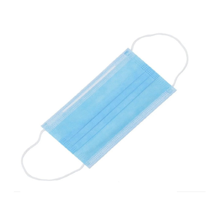 Маска медицинская 3-х слойная на резинках голубая 50 шт. /2000