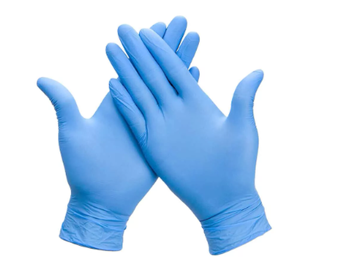Перчатки виниловые  S (голубые) *100