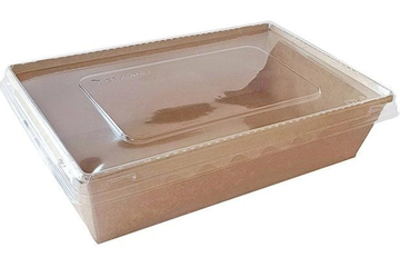Коробка бум.(салатник) 800 мл (186*102*55/207*127) крафт/внутри с прозр крышкой
