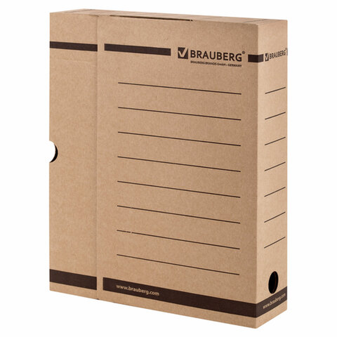 Короб архивный с клапаном А4 (260х325 мм), 75 мм, до 700 листов, плотный, микрогофрокартон, BRAUBERG