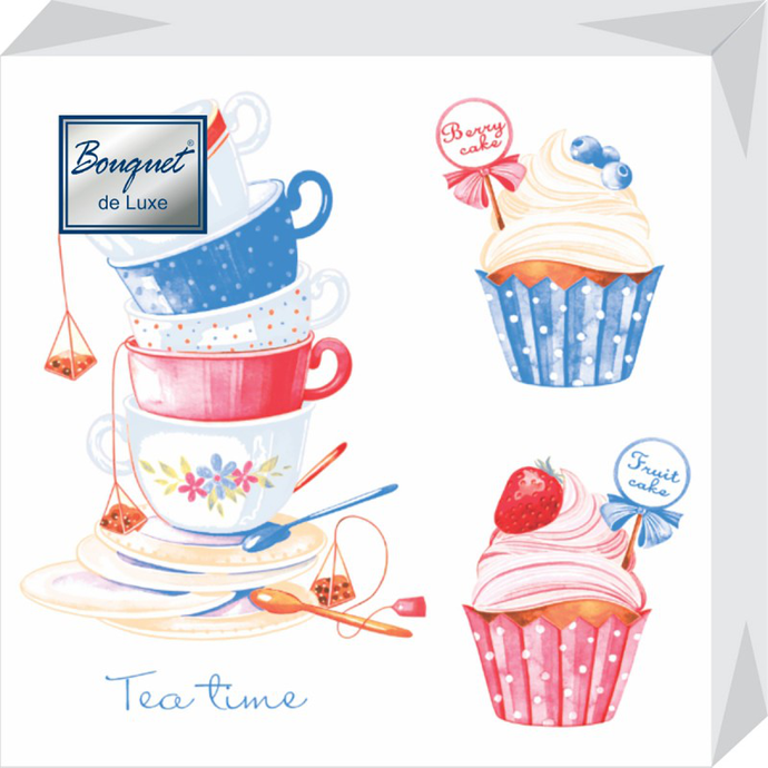 Салфетки Bouquet  de Luxe "Время чая" 24х24, 3 слоя .25л./вл.15