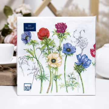 Салфетки Art Bouquet  "Анемоны" 33х33 , 3 слоя .20л/вл.12